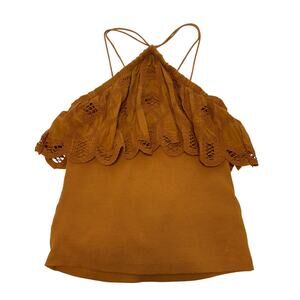 Anthropologie Brown  Lace Spaghetti Strap Halter Tank Top
